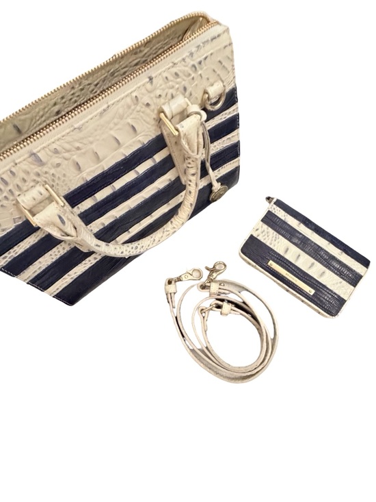 Brahmin Handbags - Brahmin navy & white striped melbourne croc embossed satchel + wallet set